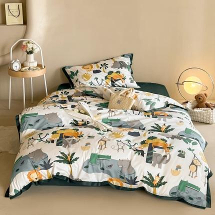 91家纺网 家纺一手货源 找家纺 汇庭 2022新款长绒棉印花学生春秋被 快乐森林