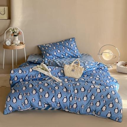 91家纺网 家纺一手货源 找家纺 汇庭 2022新款长绒棉印花学生春秋被 小企鹅