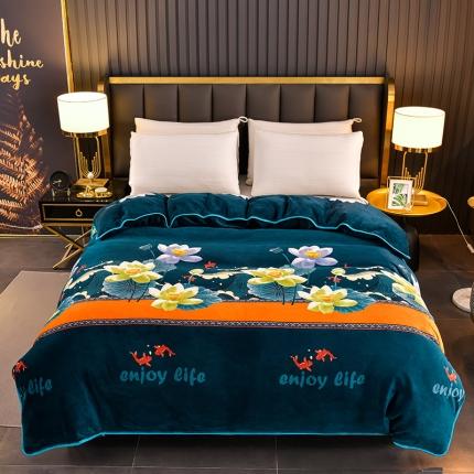 91家纺网 家纺一手货源 找家纺 雨洋2025新款加厚保暖牛奶绒金貂婴儿绒单被套 荷塘月色