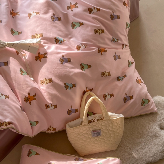 91家纺网 家纺一手货源 找家纺 汇庭 2022新款长绒棉印花学生春秋被 本草熊