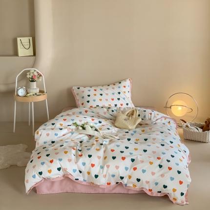 汇庭 2022新款长绒棉印花学生春秋被 比心