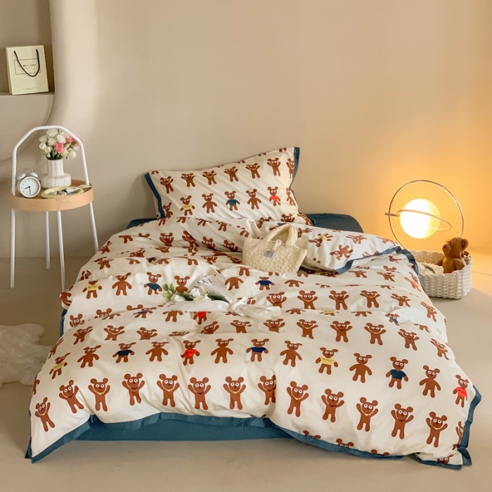 91家纺网 家纺一手货源 找家纺 汇庭 2022新款长绒棉印花学生春秋被 姜饼人白