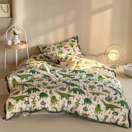 汇庭 2022新款长绒棉印花学生春秋被 恐龙森林