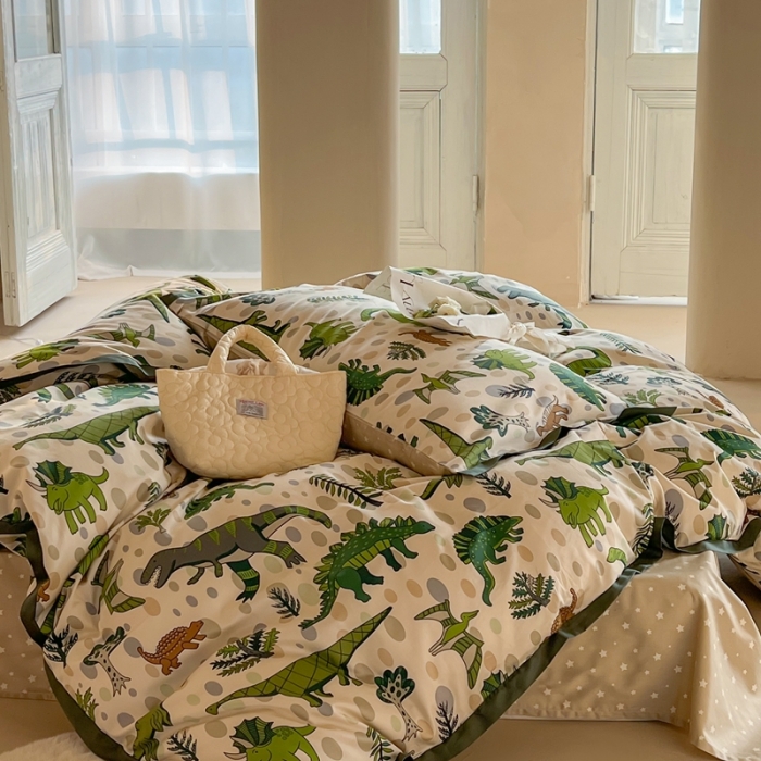 91家纺网 家纺一手货源 找家纺 汇庭 2022新款长绒棉印花学生春秋被 恐龙森林