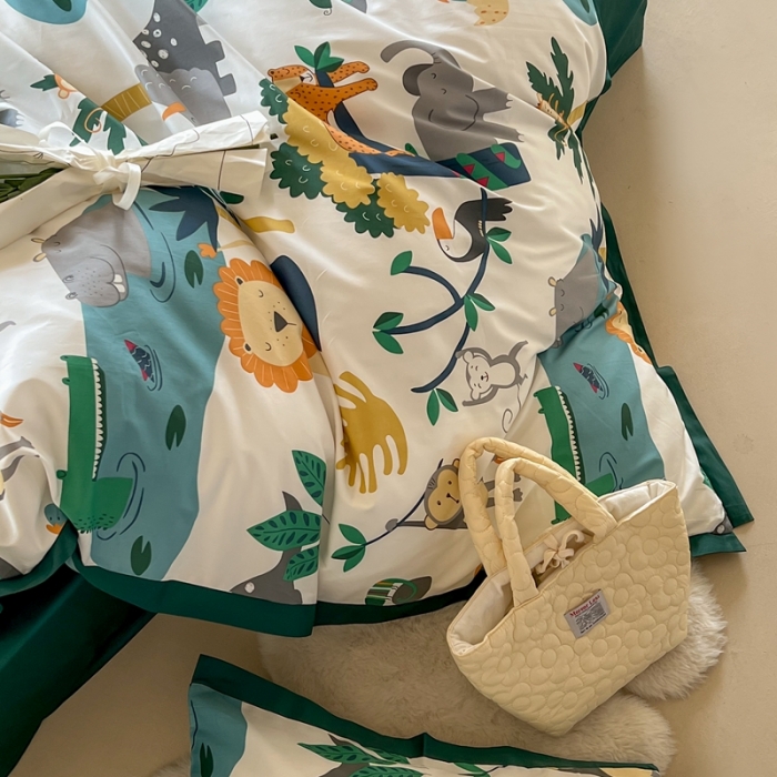 91家纺网 家纺一手货源 找家纺 汇庭 2022新款长绒棉印花学生春秋被 快乐森林