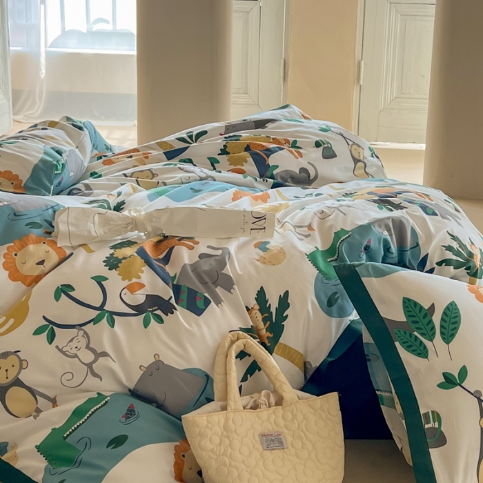 91家纺网 家纺一手货源 找家纺 汇庭 2022新款长绒棉印花学生春秋被 快乐森林