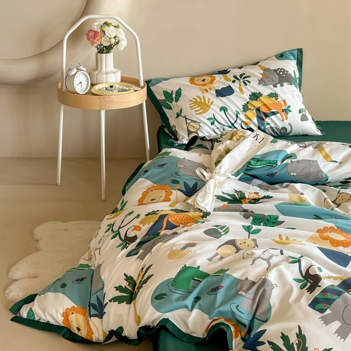 91家纺网 家纺一手货源 找家纺 汇庭 2022新款长绒棉印花学生春秋被 快乐森林