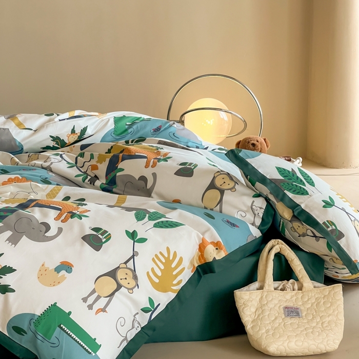 91家纺网 家纺一手货源 找家纺 汇庭 2022新款长绒棉印花学生春秋被 快乐森林