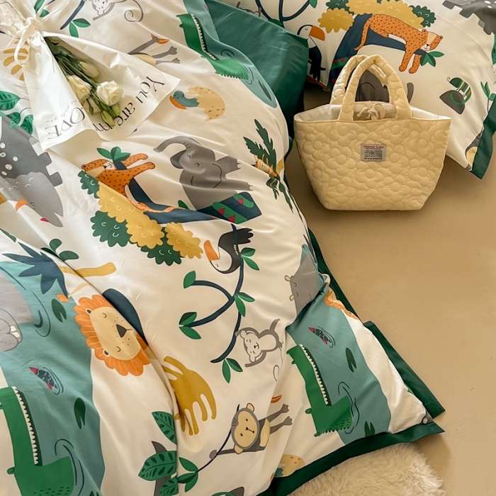 91家纺网 家纺一手货源 找家纺 汇庭 2022新款长绒棉印花学生春秋被 快乐森林