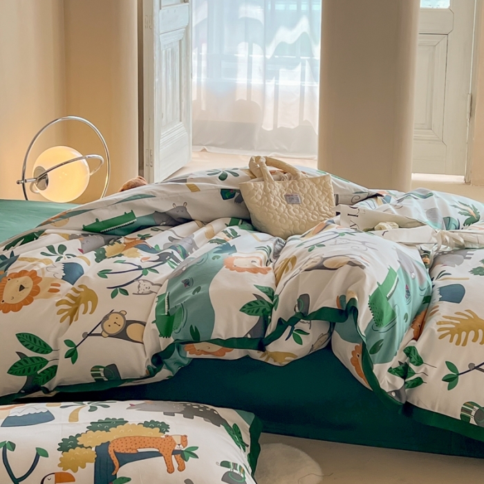 91家纺网 家纺一手货源 找家纺 汇庭 2022新款长绒棉印花学生春秋被 快乐森林