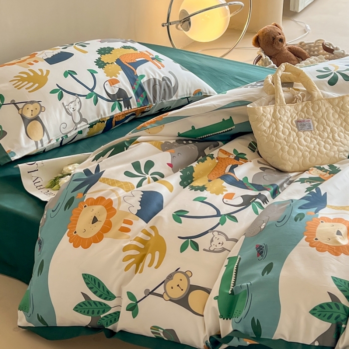 91家纺网 家纺一手货源 找家纺 汇庭 2022新款长绒棉印花学生春秋被 快乐森林