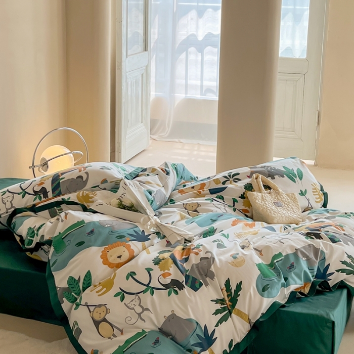 91家纺网 家纺一手货源 找家纺 汇庭 2022新款长绒棉印花学生春秋被 快乐森林