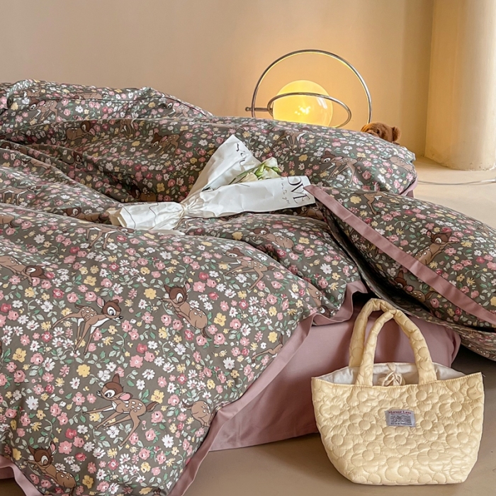 91家纺网 家纺一手货源 找家纺 汇庭 2022新款长绒棉印花学生春秋被 鹿卡卡