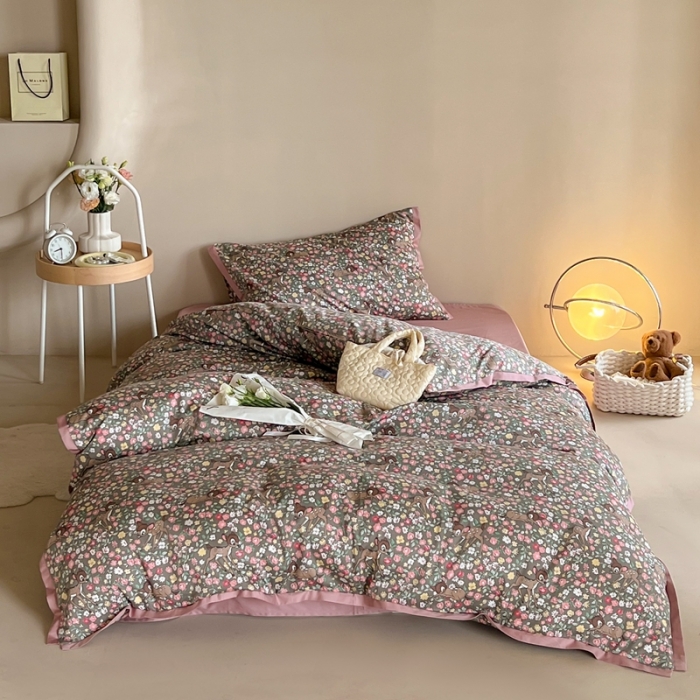 91家纺网 家纺一手货源 找家纺 汇庭 2022新款长绒棉印花学生春秋被 鹿卡卡