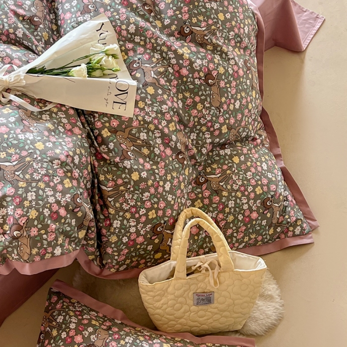 91家纺网 家纺一手货源 找家纺 汇庭 2022新款长绒棉印花学生春秋被 鹿卡卡