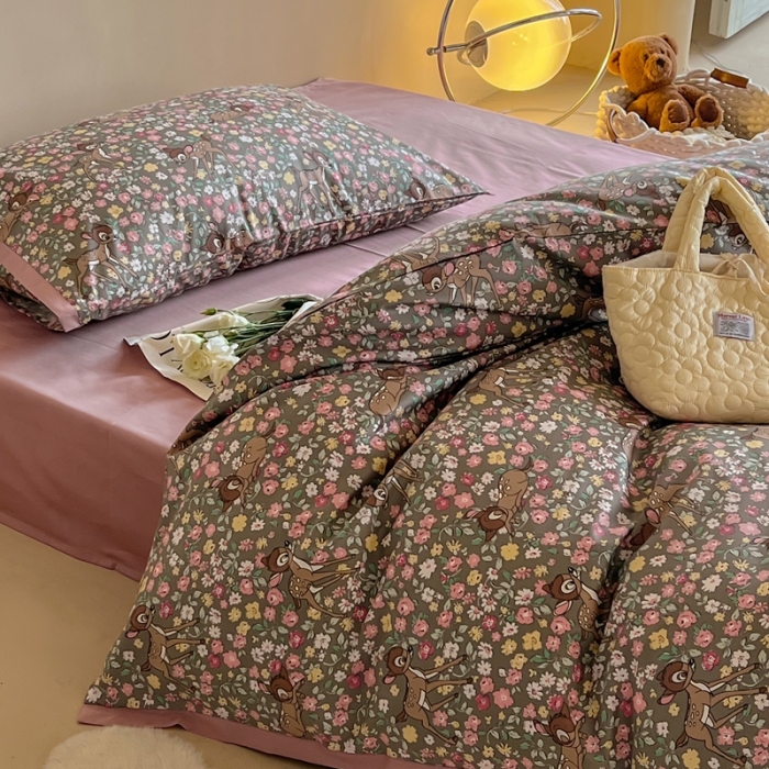 91家纺网 家纺一手货源 找家纺 汇庭 2022新款长绒棉印花学生春秋被 鹿卡卡