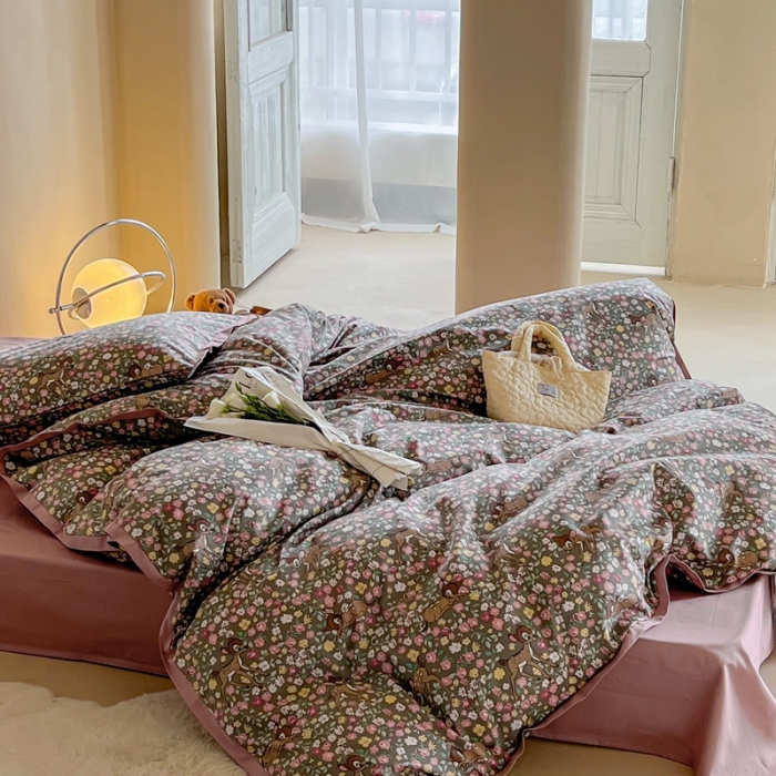 91家纺网 家纺一手货源 找家纺 汇庭 2022新款长绒棉印花学生春秋被 鹿卡卡