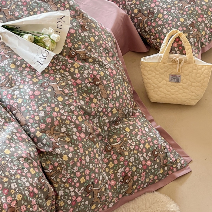 91家纺网 家纺一手货源 找家纺 汇庭 2022新款长绒棉印花学生春秋被 鹿卡卡