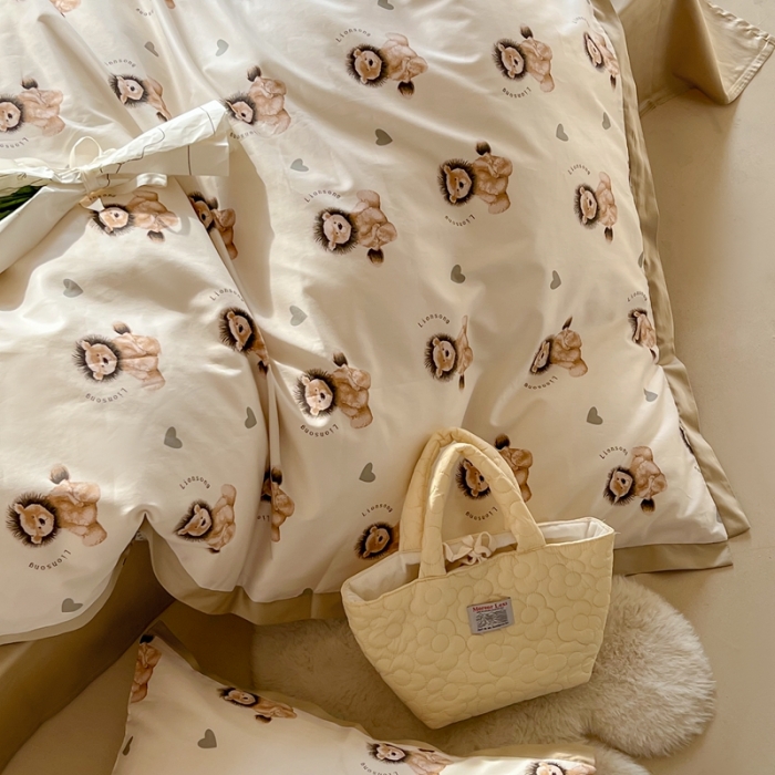 91家纺网 家纺一手货源 找家纺 汇庭 2022新款长绒棉印花学生春秋被 萌萌狮