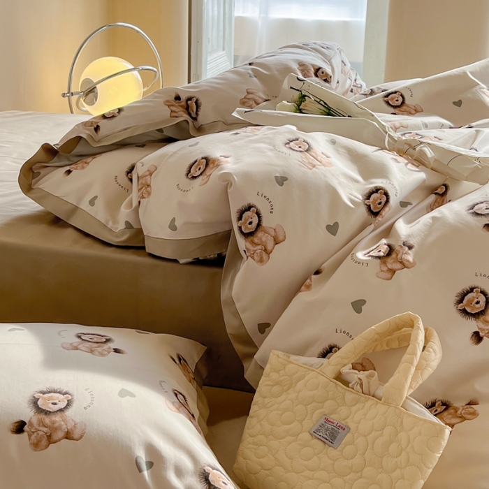 91家纺网 家纺一手货源 找家纺 汇庭 2022新款长绒棉印花学生春秋被 萌萌狮