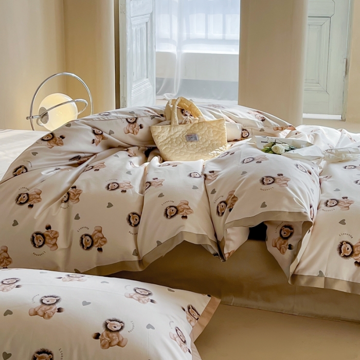 91家纺网 家纺一手货源 找家纺 汇庭 2022新款长绒棉印花学生春秋被 萌萌狮