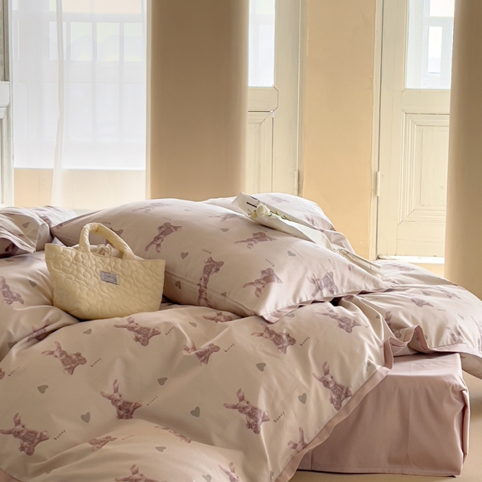 91家纺网 家纺一手货源 找家纺 汇庭 2022新款长绒棉印花学生春秋被 萌萌兔