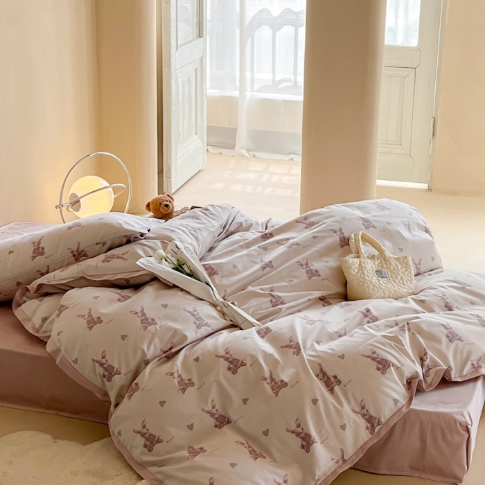 91家纺网 家纺一手货源 找家纺 汇庭 2022新款长绒棉印花学生春秋被 萌萌兔