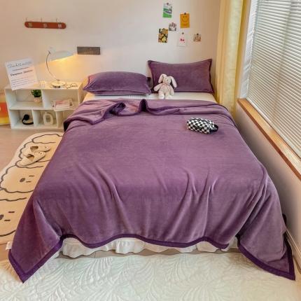 91家纺网 家纺一手货源 找家纺 雅萱家纺 2022新款纯色牛奶绒多功能毛毯 深紫