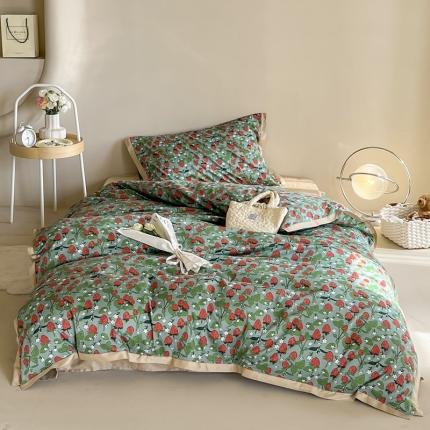 汇庭 2022新款长绒棉印花学生春秋被 芝士草莓