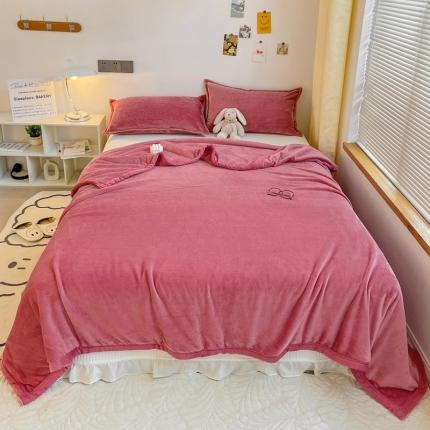 雅萱家纺 2022新款纯色牛奶绒多功能毛毯 豆沙