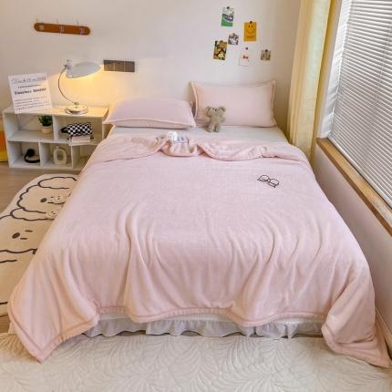 雅萱家纺 2022新款纯色牛奶绒多功能毛毯 藕粉