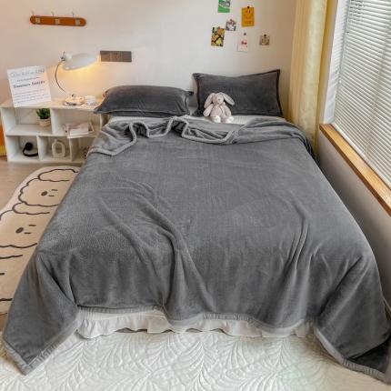 雅萱家纺 2022新款纯色牛奶绒多功能毛毯 深灰