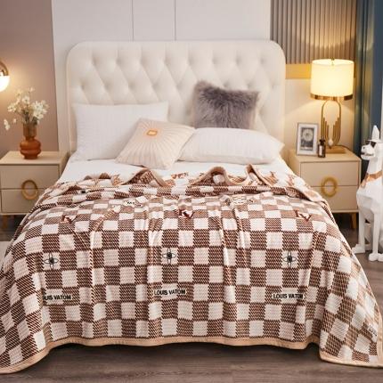 91家纺网 家纺一手货源 找家纺 坦客毯业 2025新款云貂绒盖毯 LA咖格