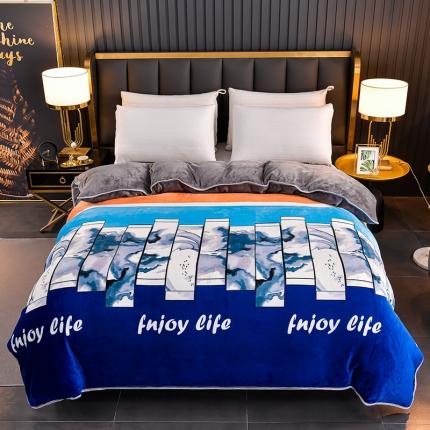 雨洋2025新款加厚保暖牛奶绒金貂婴儿绒单被套 水墨江南