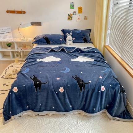 91家纺网 家纺一手货源 找家纺 雅萱家纺 2022新款印花云貂绒毛毯 星空