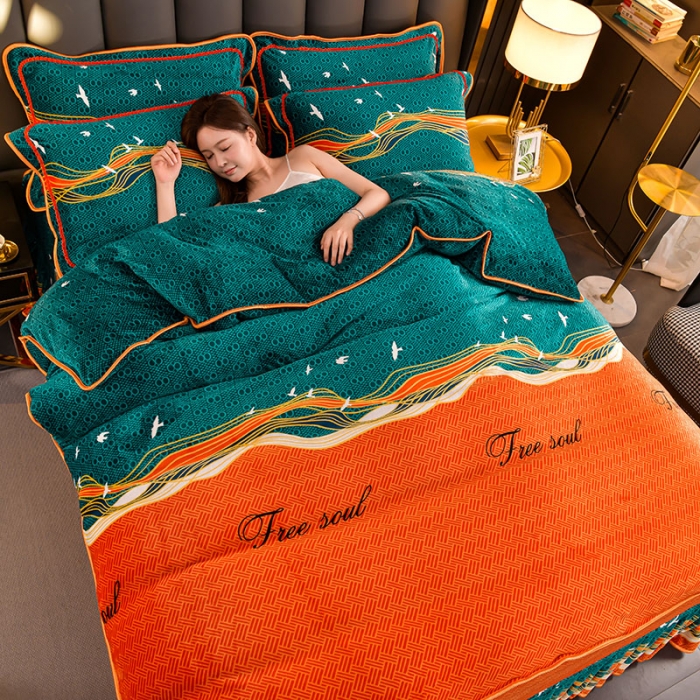 91家纺网 家纺一手货源 找家纺 雨洋2025新款加厚保暖牛奶绒金貂婴儿绒单被套 自由飞翔