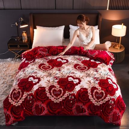 91家纺网 家纺一手货源 找家纺 雨洋2025新款加厚保暖牛奶绒金貂婴儿绒单被套 钻石爱心