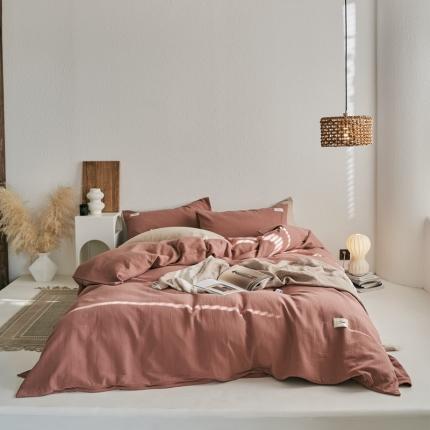 91家纺网 家纺一手货源 找家纺 简家居 2022新款冬季全棉空气层小提花四件套 豆沙