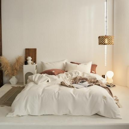 91家纺网 家纺一手货源 找家纺 简家居 2022新款冬季全棉空气层小提花四件套 奶白