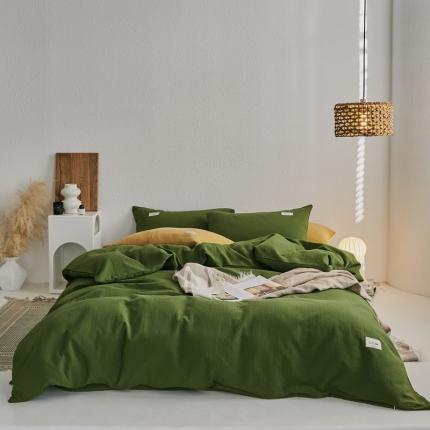 91家纺网 家纺一手货源 找家纺 简家居 2022新款冬季全棉空气层小提花四件套 松柏绿