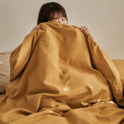 简家居 2022新款冬季全棉空气层小提花四件套 姜黄