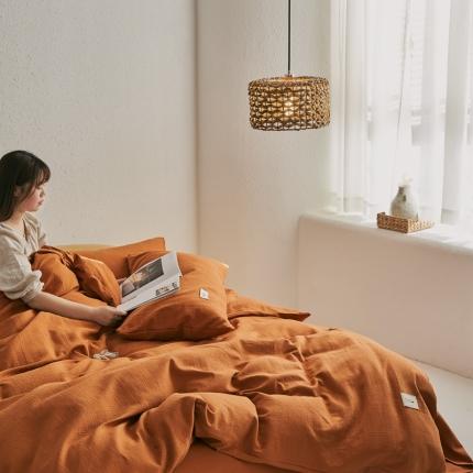 简家居 2022新款冬季全棉空气层小提花四件套 焦橙