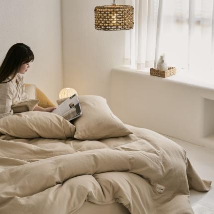 简家居 2022新款冬季全棉空气层小提花四件套 米灰