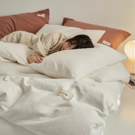 简家居 2022新款冬季全棉空气层小提花四件套 奶白