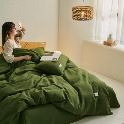 简家居 2022新款冬季全棉空气层小提花四件套 松柏绿