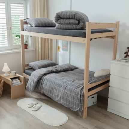 梦享生活家居 2022新款水洗棉上下铺三件套 格调灰