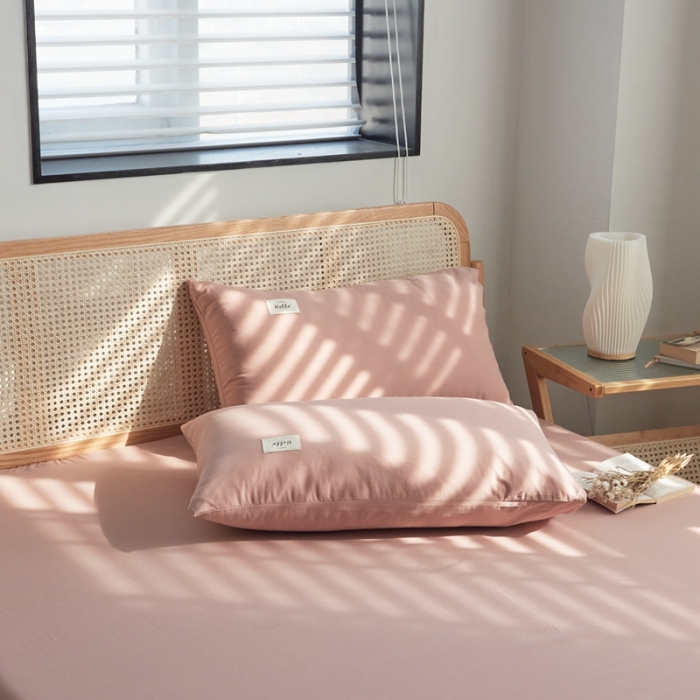 91家纺网 家纺一手货源 找家纺 AB家纺 2022新款全棉水洗棉四件套 豆沙