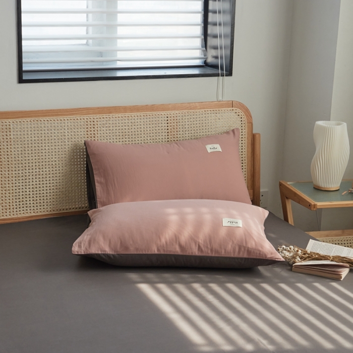 91家纺网 家纺一手货源 找家纺 AB家纺 2022新款全棉水洗棉四件套 豆沙深灰