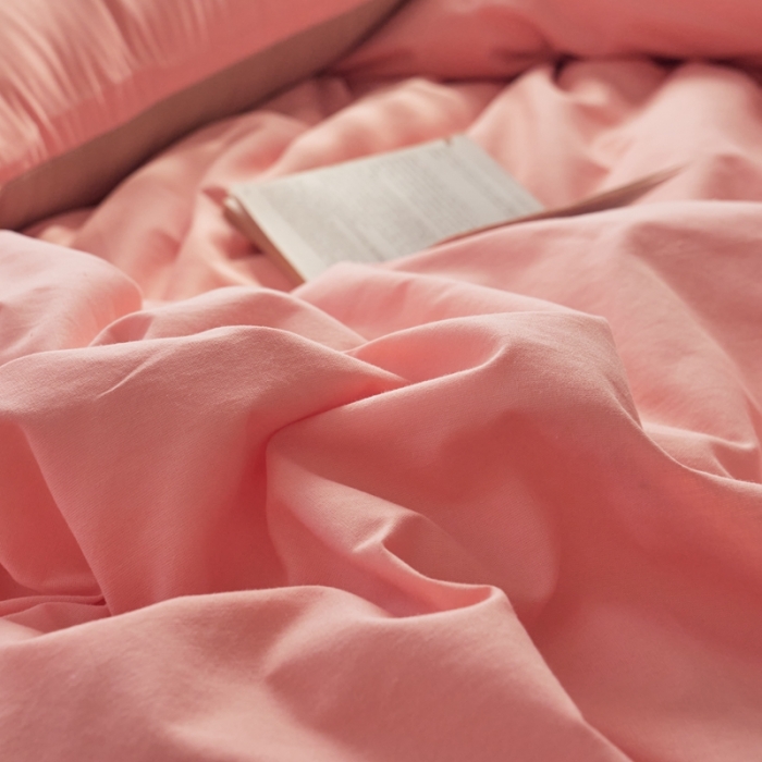 91家纺网 家纺一手货源 找家纺 AB家纺 2022新款全棉水洗棉四件套 粉卡其