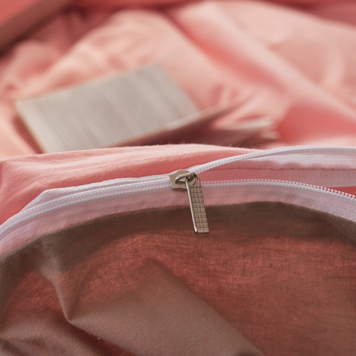 91家纺网 家纺一手货源 找家纺 AB家纺 2022新款全棉水洗棉四件套 粉卡其